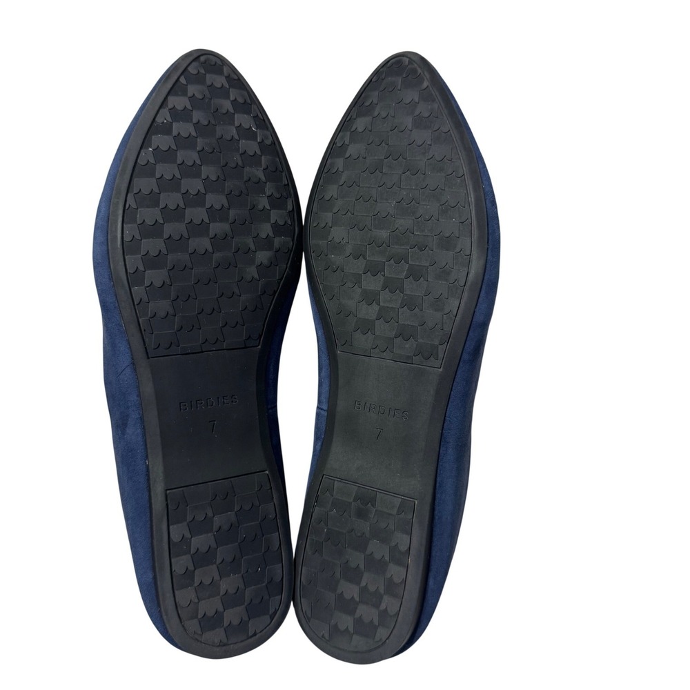 Birdies The Heron Loafers Womens 7 Navy Blue Suede Excellent Pointed Toe Flats - Picture 10 of 12